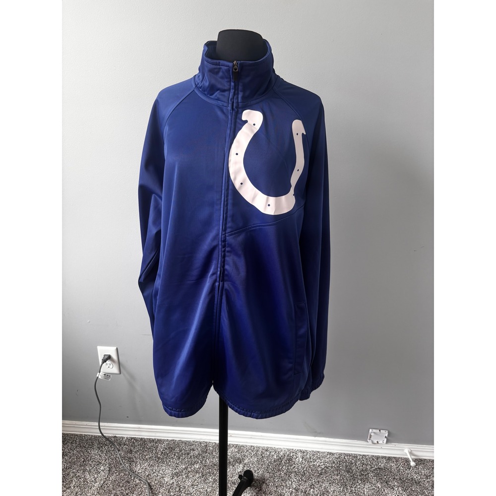NFL Indianapolis Colts Blue horseshoe Full Zip Track Jacket Athletic Coat XL‎